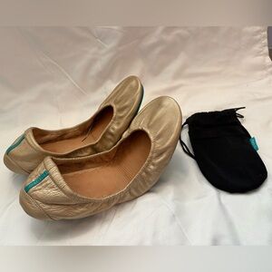 Tieks Metallic Gold Ballet Flats Leather size 11 good used condition